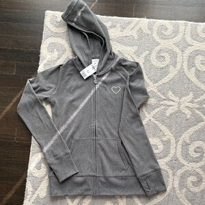 Abercrombie and Fitch Charcoal Hoodie with Heart Accent